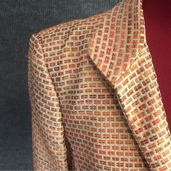 Linda Allard for Ellen Tracy Blazer Women’s Size 14 Peach Open Front Long Sleeve - Picture 6 of 9